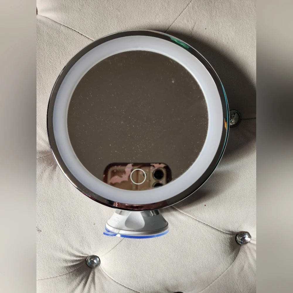 Round Silver Vanity Magnifying Mirror